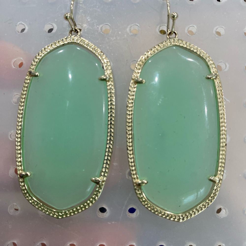 Kendra Scott Elle Green Chalcedony Drop Earrings